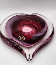 Vintage Studio Art Glass Heart Paperweight Pink Red 4