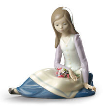 NEW LLADRO CONTEMPLATIVE YOUNG GIRL FIGURINE #9221 BRAND NIB FLOWERS SAVE$$ F/SH picture