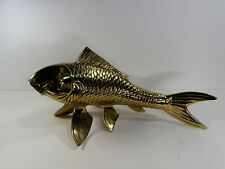 Vintage very large heavy brass Koi fish figure picture