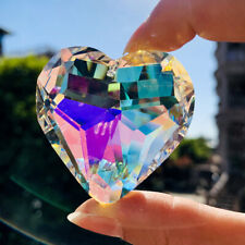 2PC AB 3D Faceted Heart 45mm K9 Fengshui Crystal Glass Pendant Suncatcher Decor picture