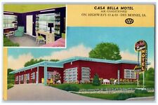 c1950's Casa Bella Motel Room View Des Moines Iowa IA Unposted Vintage Postcard picture