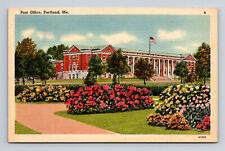 Linen Postcard Portland ME Maine Post Office picture