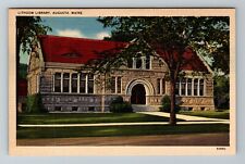 Augusta ME-Maine, Lithgow Library Vintage Souvenir Postcard picture
