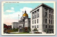 c1926 State House Boston MA VINTAGE Postcard Red 2c picture