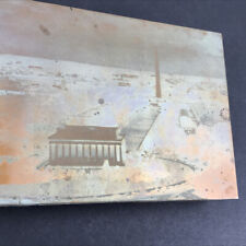 Washington D.C. Monument Lincoln Memorial Metal Newspaper Printing Plate Vintage picture