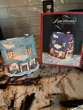 Vintage Americana Porcelain Lighted Christmas Cottage Collectable w/Box picture