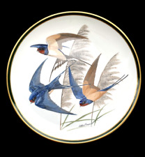 Gorgeous Wedgewood Porcelain Plate ~ Songbirds World ~ Barn Swallow Blue w Gold picture