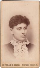 CIRCA 1880s CDV McFARLIN & SPECK GORGEOUS YOUNG LADY IN DRESS GROTON NEW YORK picture
