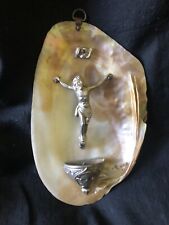 Beautiful Antique French Hanging Abalone Shell Holy Water Font c1900s picture
