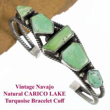 Vintage CARICO LAKE Turquoise Bracelet Sterling Silver OLD PAWN Navajo 5 Stone picture