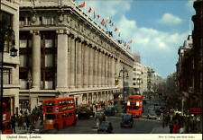 London England Oxford Street double decker bus map vintage postcard sku161 picture