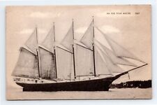 An Old Four Master Ship Boston Massachusetts Divided Back Postcard Unposted picture