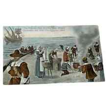 Postcard The Pilgrims First Washing Day Provincetown Massachusetts Vintage A325 picture