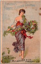 1880s OSWEGO NY AUSTEN'S FOREST FLOWER COLOGNE PERFUME TRADE CARD picture