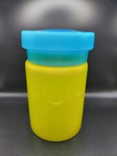 Luciano Vistosi Blown Cased Murano Glass Jar/Canister 1960 Italy Yellow Blue Lid picture