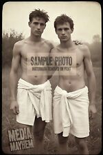 Two Young Men Shirtless Outside Towels Workers Print 4x6 Gay Interest Photo #104 picture