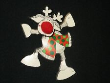 Christmas Vintage Die Cut Gift Package Decoration Card - Reindeer w/pom pom nose picture
