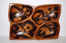 Vintage Wooden Serving Tray snack Tray Wooden Serving Platter leaf decor carved picture