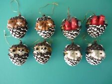 (8) Woodland Animals in Pinecone Christmas Ornaments Raccoon Rabbit Bird Mice picture
