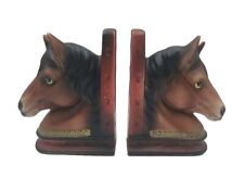 Vintage Pair of Horse Head Bisque Bookends 6.75