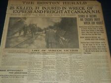 1907 SEPT 16 THE BOSTON HERALD - 25 KILLED IN TRAIN WRECK AT CANAAN - BH 239 picture