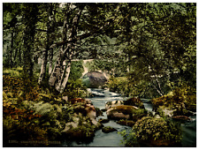 England. Chagford. Leigh Bridge. Vintage photochrome by P.Z, photochrome Zurich picture