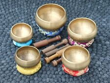 Gorgeous set of 5 Gulfa Hand-beaten singing bowls, handmade in Nepal, meditation picture