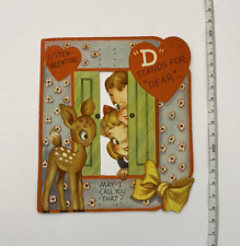 vintage valentine card alphabet dear pun unused folding deer kitschy  picture