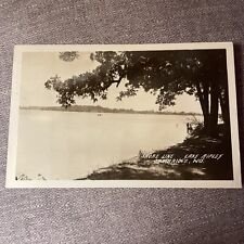 Cambridge WI Lake Ripley Shoreline Real Photo Postcard Wisconsin 1942 PM RPPC picture