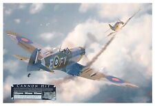 Cannon Hit Spitfire - Canvas Art Print with Spitfire Relic - 18