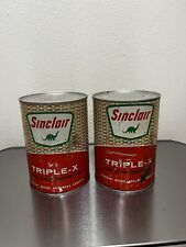 vintage sinclair motor oil cans Triple X 5w20 Sinclair Oils Cans 2 Unopened Cans picture