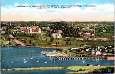 Postcard Seattle Yacht Club Mt Baker University Washington B119 picture