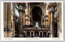 Colored RPPC Postcard~ Cathedral Choir~ Málaga, Spain picture