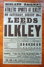 1878 Midland Railway Train Timetable Poster Leeds & Ilkley Cooks Excursion picture