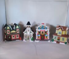 Christmas Cobblestone Corners Miniature Village Houses Set Of 4 picture