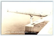 c1940's Harbor Pier Man Woman View Ludington Michigan MI RPPC Photo Postcard picture