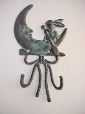 Vintage Bronze Wall Hook Bunny and Man in the Moon picture