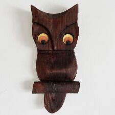 ✨Vintage Mid Century Witco Owl On Log Carved Wall Art 1960s picture