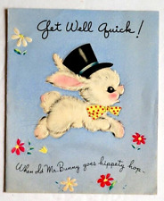 Vintage Bunny With Top Hat Pop Up Get Well Card Adorable  picture