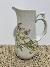 Beautiful Vintage Hand Painted Porcelain Pitcher 10” Tall picture