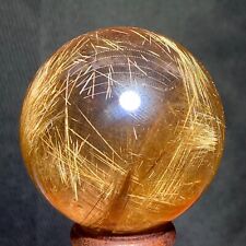 TopRare Natural Gold Rutilated Quartz Sphere Healing Energy Crystal Ball picture