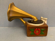 Vintage Minxie-tone Switzerland Ceramic Victrola Music Box, Signed/Dated, Works picture