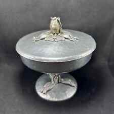 Vintage Rodney Kent Hand Made Hammered Aluminum Pedestal Dish w/ Lid Tulip # 448 picture