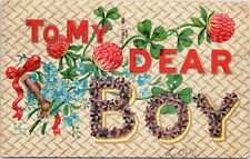 c1908 Peace Good Luck Swastika To MY DEAR BOY  Flowers Romance Postcard 839b picture