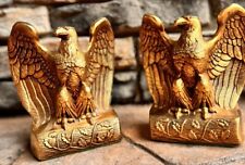 VINTAGE PAIR OF 6”  PATRIOTIC PRESIDENTIAL MCM BRASS BALD EAGLE BOOKENDS picture