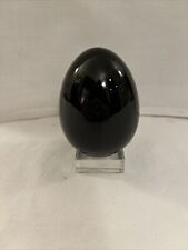 Baccarat Signed Black Crystal Egg with Crystal Stand Retired  Beautiful picture