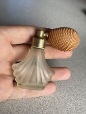 Vintage Frosted Glass Art Deco  Perfume Bottle Sprayer With Gold Tone Atomizer picture
