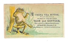 c1890's Victorian Trade Card China Tea House, Frog Sitting on a Mushroom picture