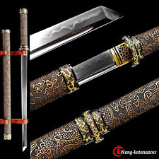 30''Ninjato Clay Tempered 1095 Steel Japanese Samurai Ninja Straight Stick Sword picture