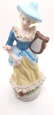 Vintage HALSEY Imports Bisque Porcelain Figurine Victorian Lady With Lyre picture